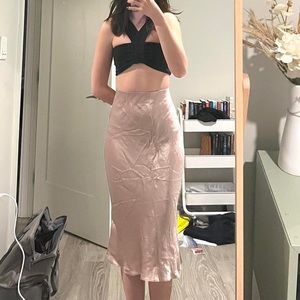 ARITZIA | Babaton Slip Midi Skirt in Light Pink, Size 0